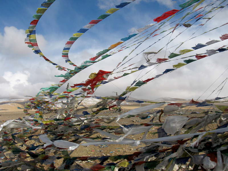 Tibetan Prayer Flags Blowing
